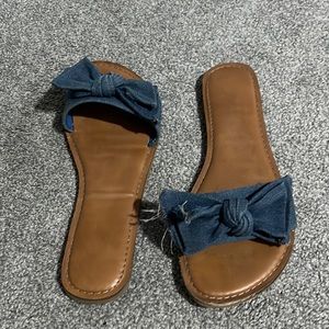 Distressed jean sandals